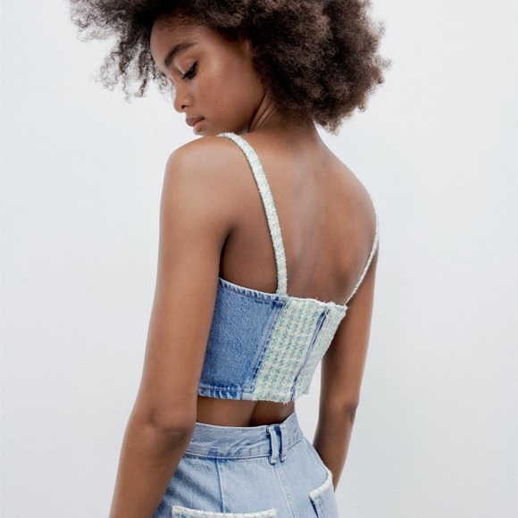 LAST🔥Zara Denim Matching 2 Piece Set! Stitch & Rhinestone Detail. - Picture 4 of 15